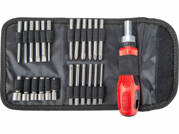 Ráčnový šroubovák s hroty Extol Premium, 25 ks hrotů